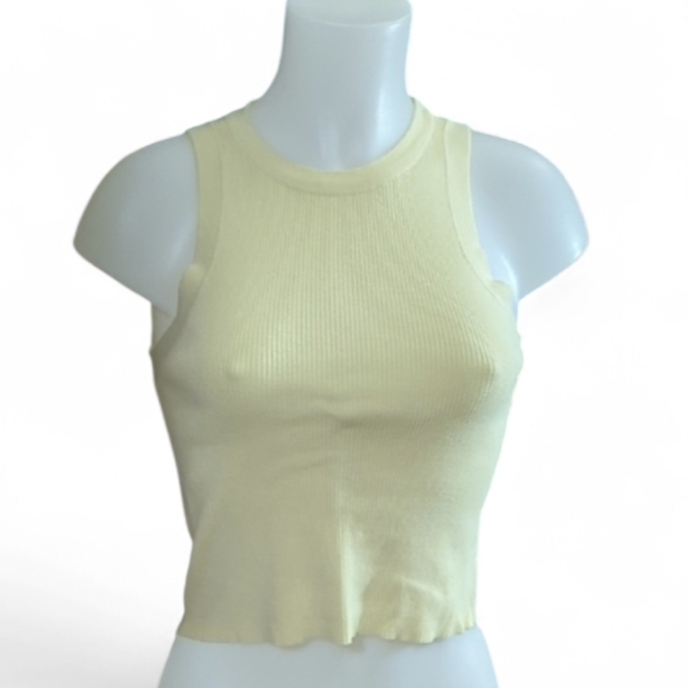 Size L Dynamite Light Yellow Ribbed Tank Top